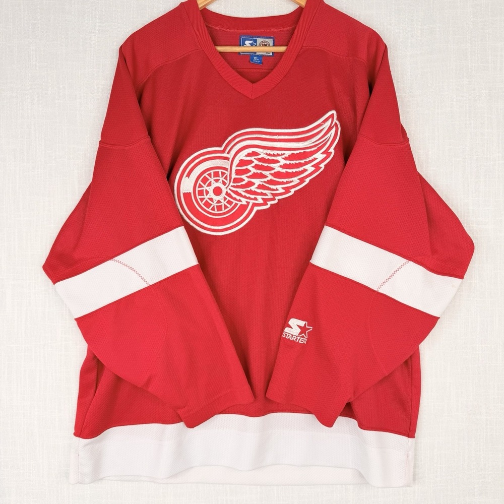 Detroit Red Wings Starter jersey White Red Mens Size XL NHLA uthentic VTG